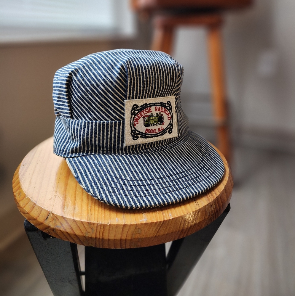 Vintage OshKosh B'gosh Blue and White Striped Engineer Cap